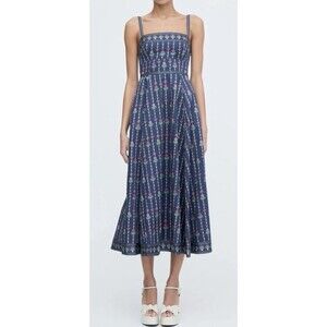 NWT Hill House The Margot Dress Size XXL Navy Blue Trailing Fern Floral Midi